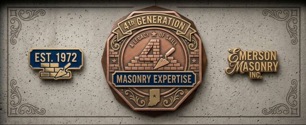 Emerson Masonry Inc. 4th Generation Masonry Expertise and heritage badge established in 1972.